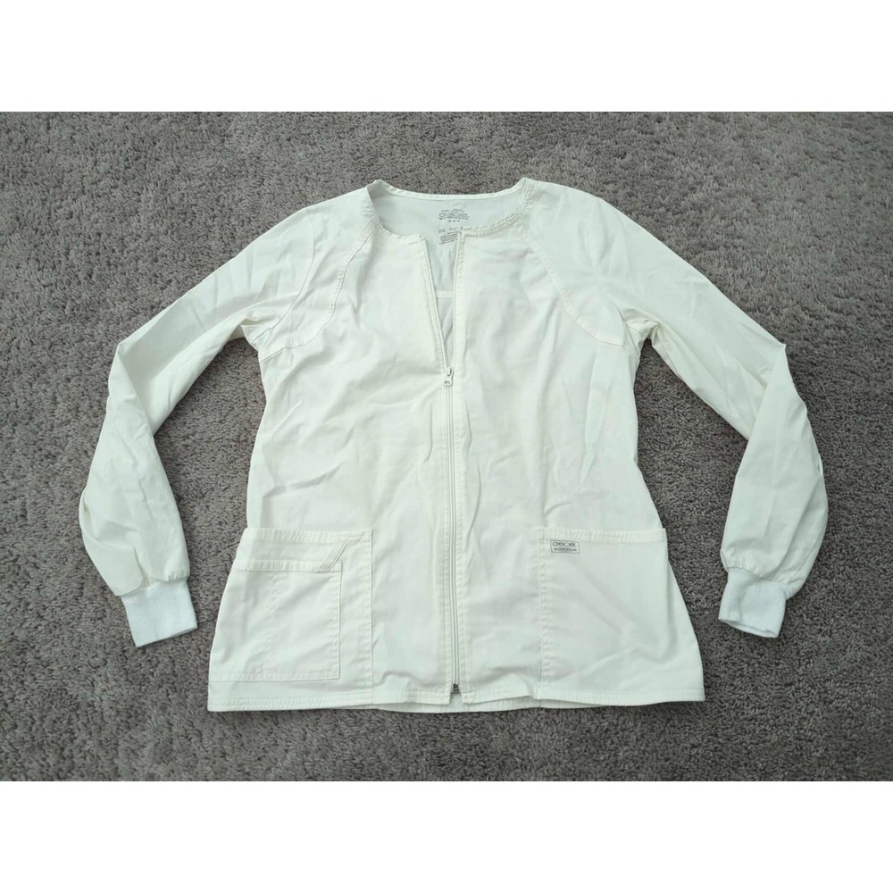Cherokee Scrub Jacket Womens M White Full Zip Professional Workwear Medical
